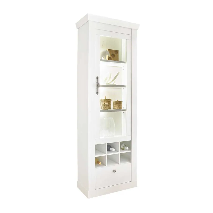 Best Wohnen Vitrinenschrank in Holzoptik Pinie weiß - Liancos