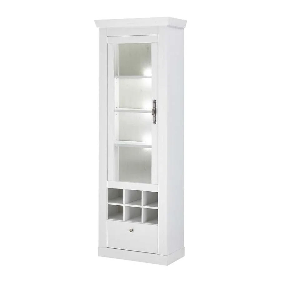 Best Wohnen Vitrinenschrank in Holzoptik Pinie weiß - Liancos