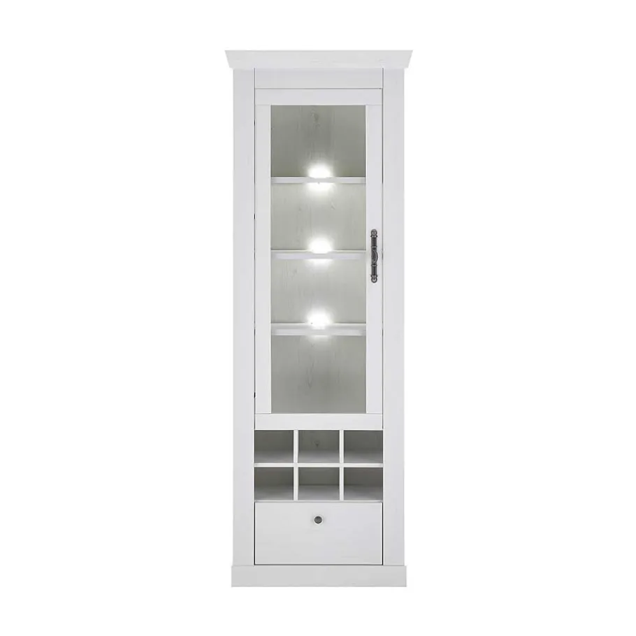 Best Wohnen Vitrinenschrank in Holzoptik Pinie weiß - Liancos