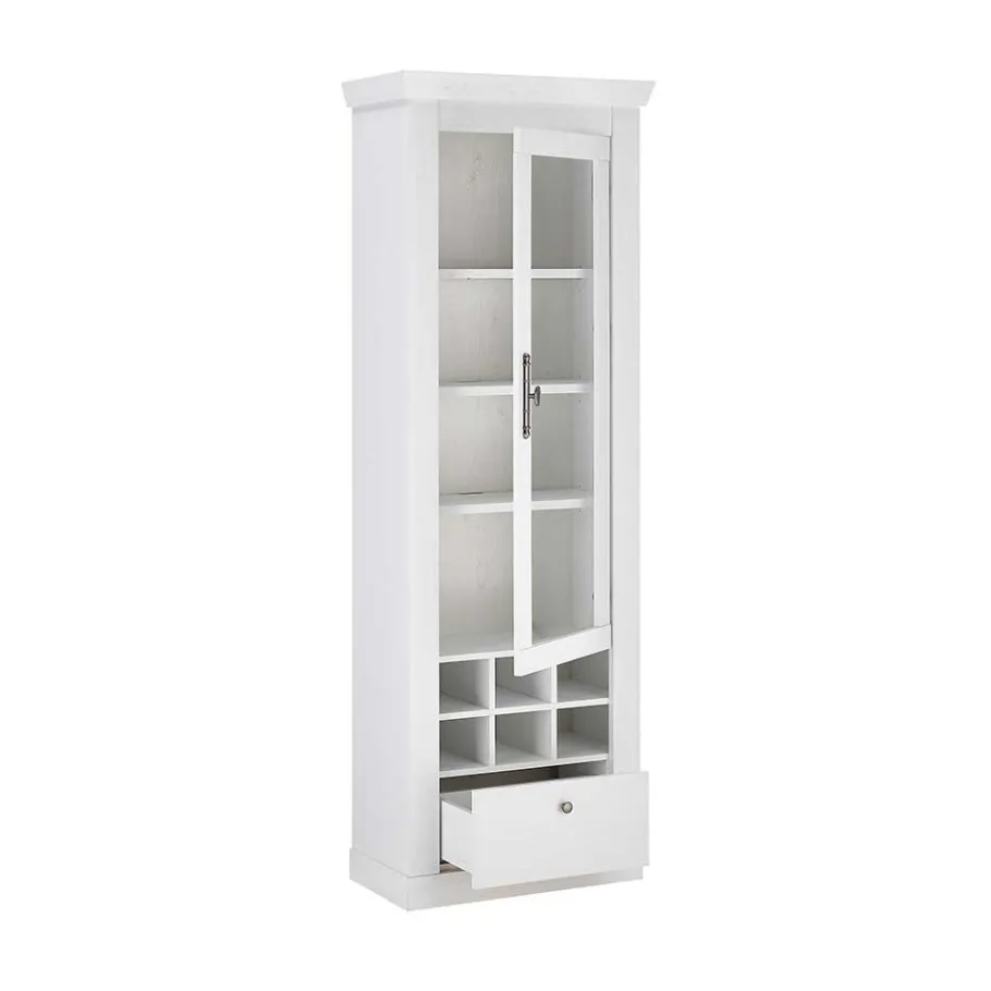 Best Wohnen Vitrinenschrank in Holzoptik Pinie weiß - Liancos