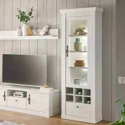 Best Wohnen Vitrinenschrank in Holzoptik Pinie weiß - Liancos