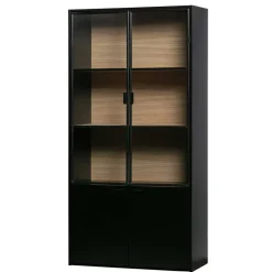 Best Wohnen Vitrinenschrank in Kiefer und Schwarz - Angoro