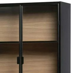 Best Wohnen Vitrinenschrank in Kiefer und Schwarz - Angoro