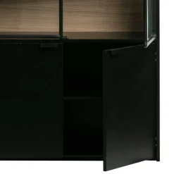 Best Wohnen Vitrinenschrank in Kiefer und Schwarz - Angoro