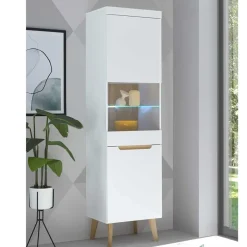Online Wohnen Vitrinenschrank in Weiß mit Eiche - Ginko