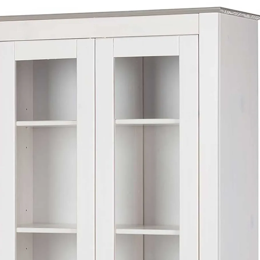 Wohnen Vitrinenschrank in Weiß mit Grau - Lucasario