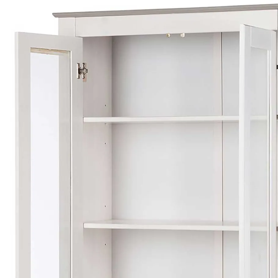 Wohnen Vitrinenschrank in Weiß mit Grau - Lucasario