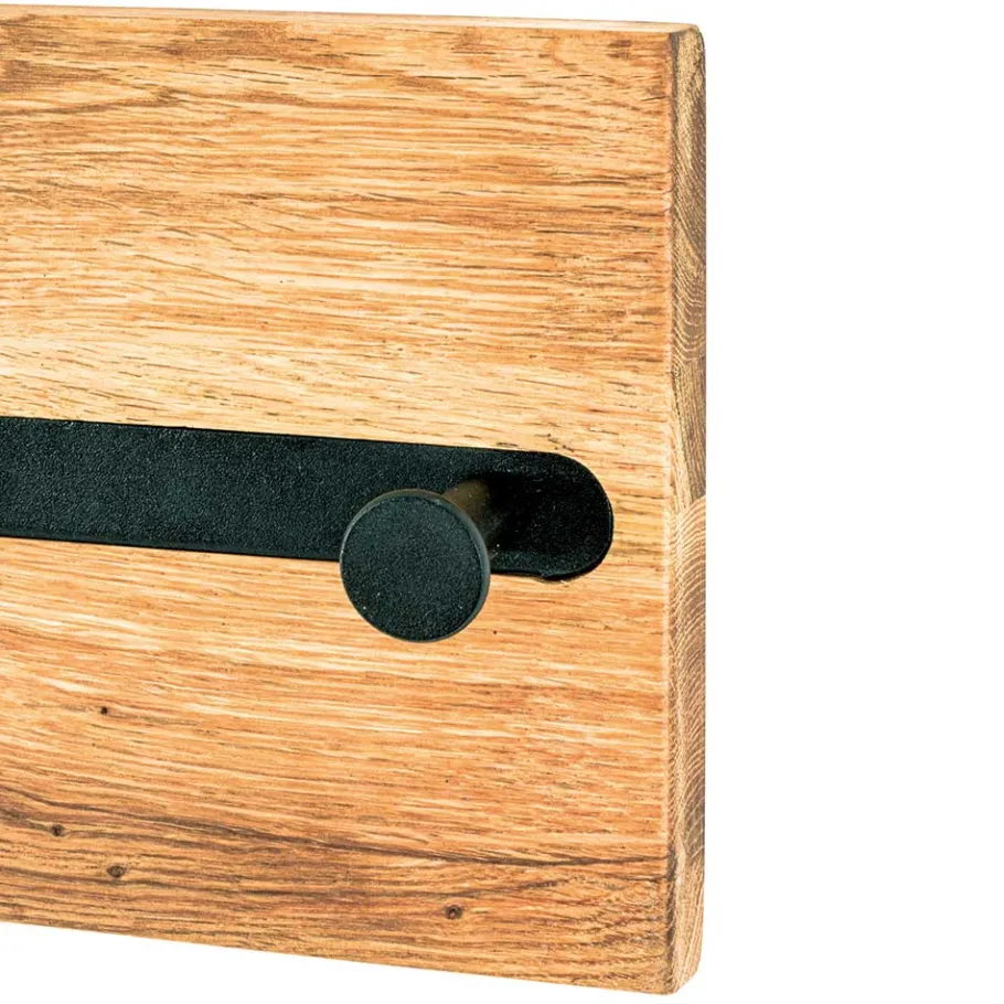 Outlet Wohnen Wandgarderobe aus Metall & Eichenholz - Cornello