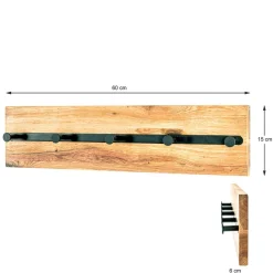 Outlet Wohnen Wandgarderobe aus Metall & Eichenholz - Cornello