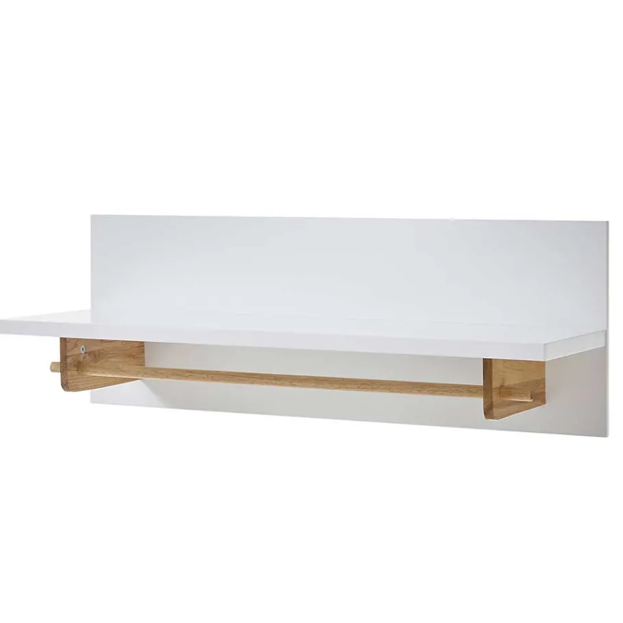 Wohnen Wandgarderobe mit Ablageboden & Holzstange - Catia