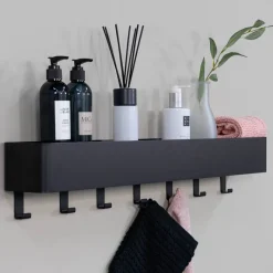 New Wohnen Wandregal mit Haken aus schwarzem Stahl - Romance