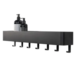 New Wohnen Wandregal mit Haken aus schwarzem Stahl - Romance