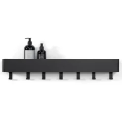 New Wohnen Wandregal mit Haken aus schwarzem Stahl - Romance