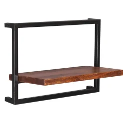 Outlet Wohnen Wandregal Set aus Metall & Massivholz - Fiorda (siebenteilig)