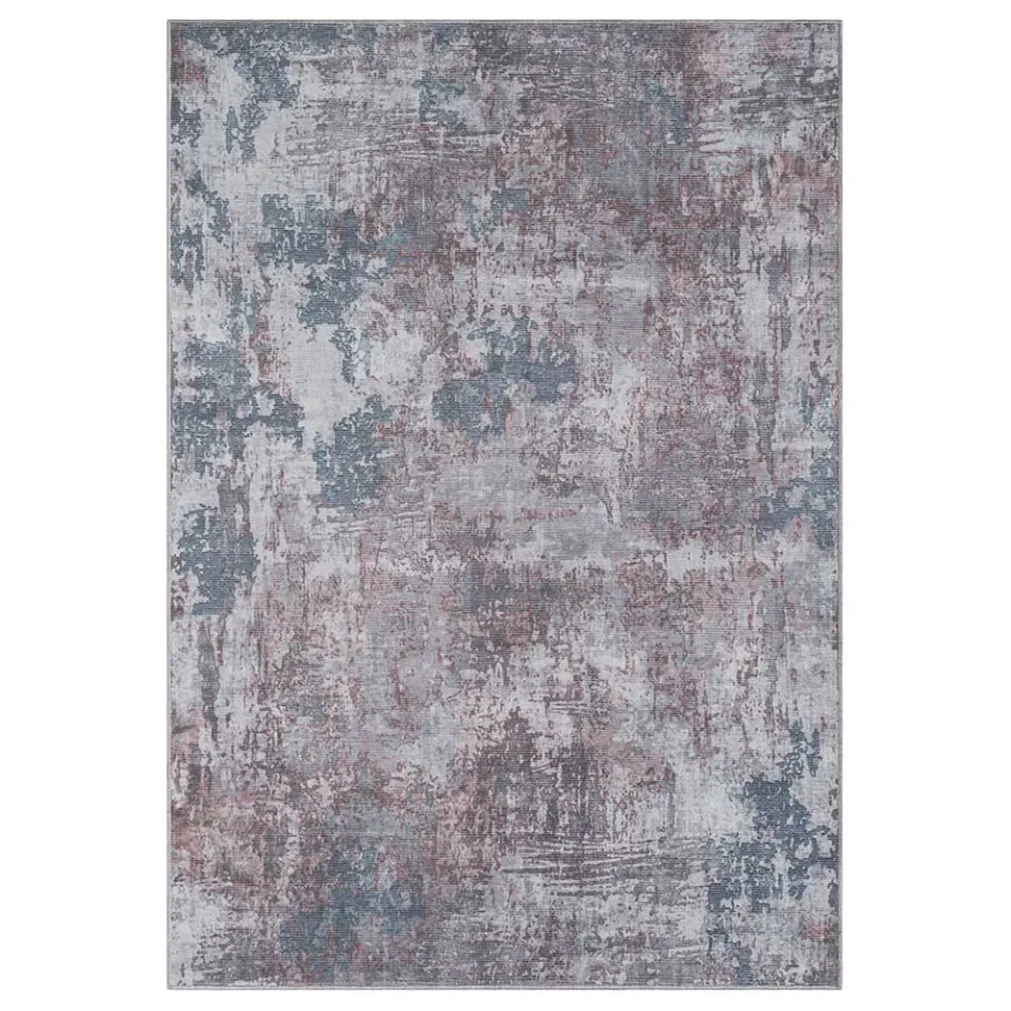 Clearance Wohnen Waschbarer Teppich in Blaugrau und Terracotta - Ursela