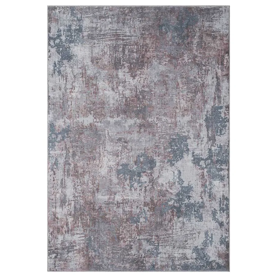 Clearance Wohnen Waschbarer Teppich in Blaugrau und Terracotta - Ursela