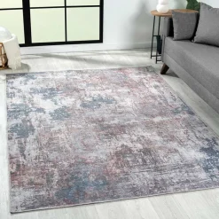 Clearance Wohnen Waschbarer Teppich in Blaugrau und Terracotta - Ursela