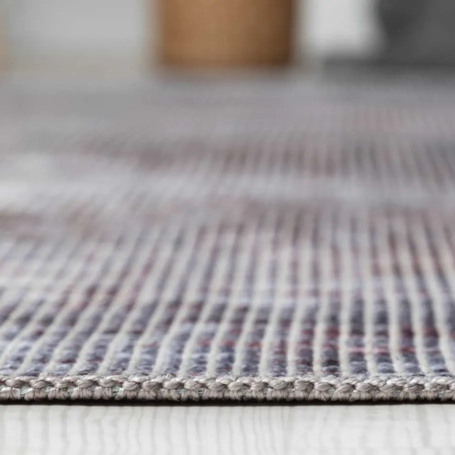Clearance Wohnen Waschbarer Teppich in Blaugrau und Terracotta - Ursela