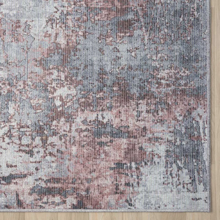 Clearance Wohnen Waschbarer Teppich in Blaugrau und Terracotta - Ursela