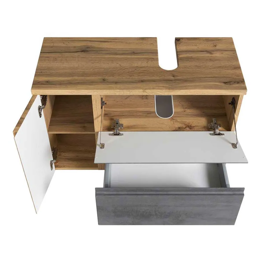 Hot Wohnen Waschbeckenschrank mit Tür & Klappe & Schublade - Mia