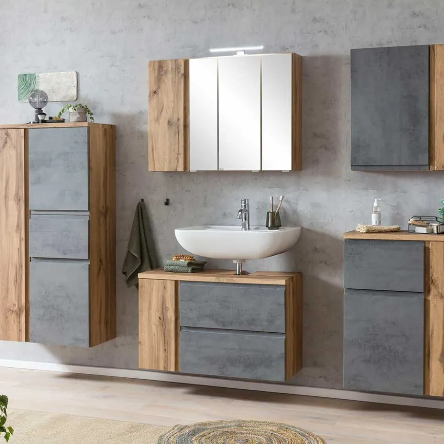 Hot Wohnen Waschbeckenschrank mit Tür & Klappe & Schublade - Mia
