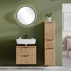 Best Wohnen Waschkonsole & Midischrank & LED Spiegel - Crystoga (dreiteilig)