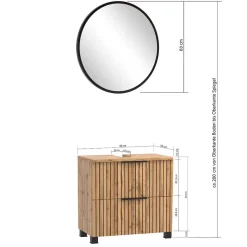 Best Wohnen Waschkonsole & Midischrank & LED Spiegel - Crystoga (dreiteilig)