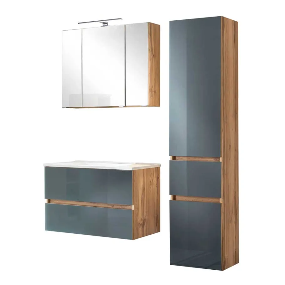 Outlet Wohnen Waschplatz Kombi & Hochschrank - Anviletca (dreiteilig)