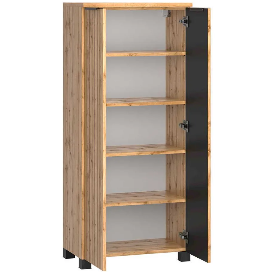 Wohnen Waschtisch & LED Spiegel & Midischrank - Crystoga I (dreiteilig)