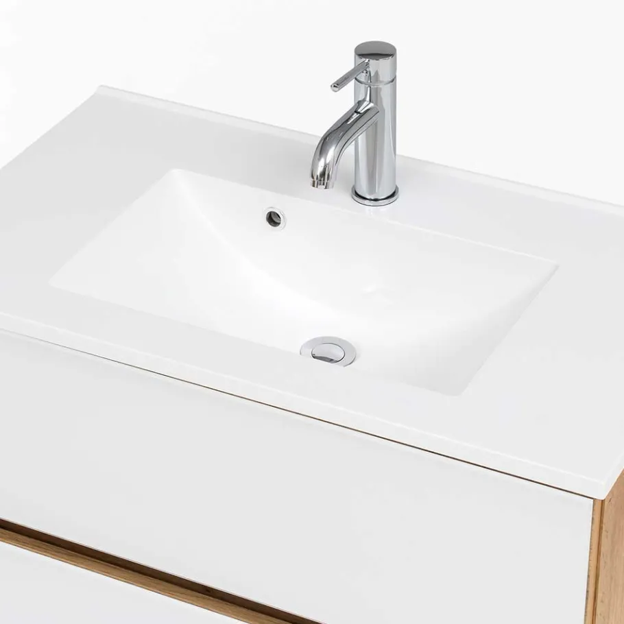 Discount Wohnen Waschtisch Möbel & Hochschrank Set - Vrendina (dreiteilig)