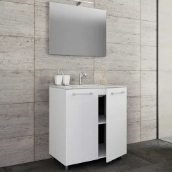 Outlet Wohnen Waschtisch mit LED Spiegel Set - Ipsum (zweiteilig)