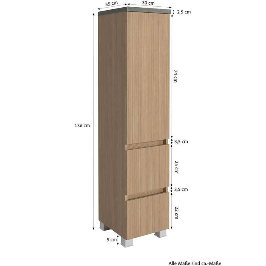 Clearance Wohnen Waschtisch Set mit Midischrank fürs Bad - Leitha (dreiteilig)