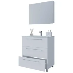 Sale Wohnen Waschtisch und Spiegelschrank in Weiß - Ipsum (zweiteilig)