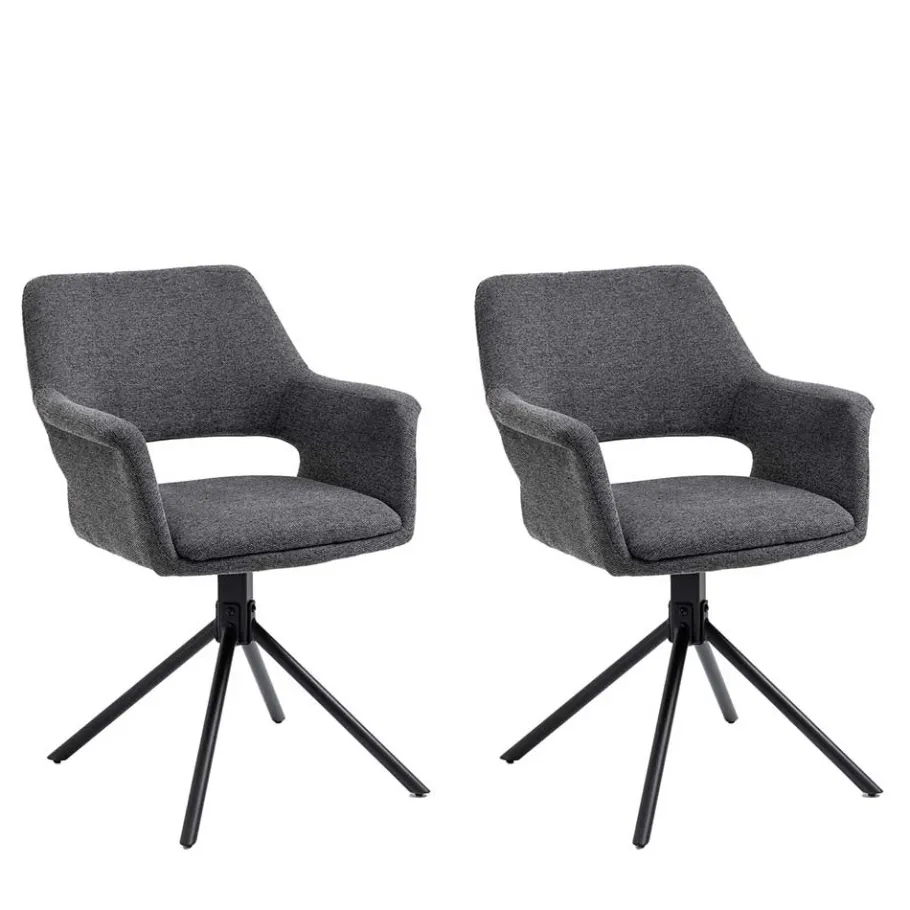 Outlet Wohnen Webstoff Tischsessel drehbar - Lameiro (2er Set)