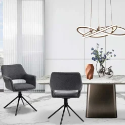Outlet Wohnen Webstoff Tischsessel drehbar - Lameiro (2er Set)