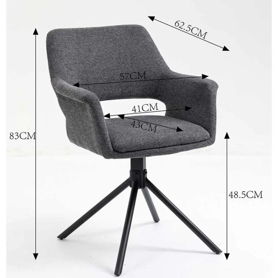 Outlet Wohnen Webstoff Tischsessel drehbar - Lameiro (2er Set)