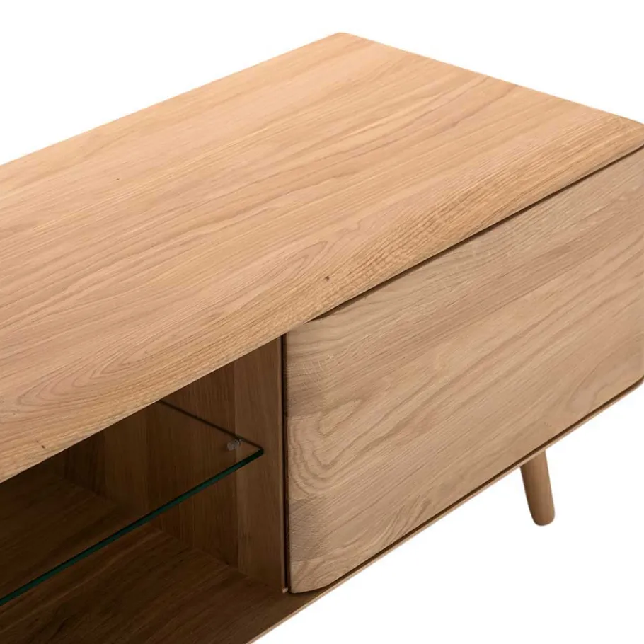 Clearance Wohnen Weiß geöltes TV Board aus Eiche Massivholz - Bakaras