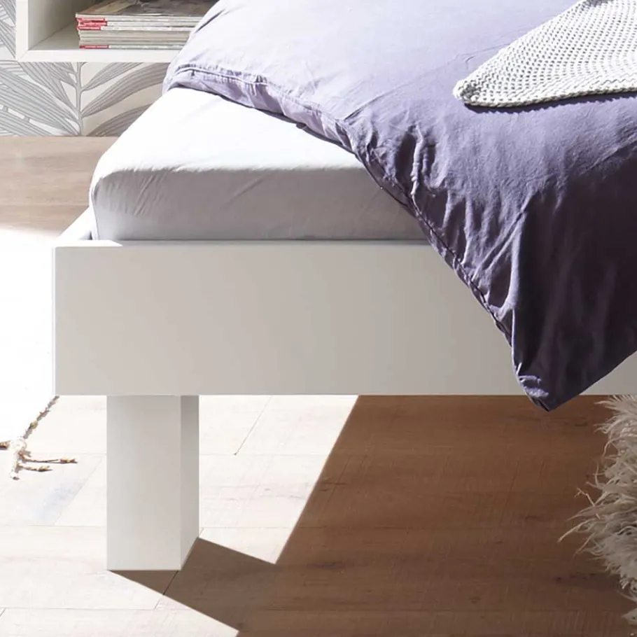 Clearance Wohnen Weiß lackiertes Holzbett aus Buche - Panareaz
