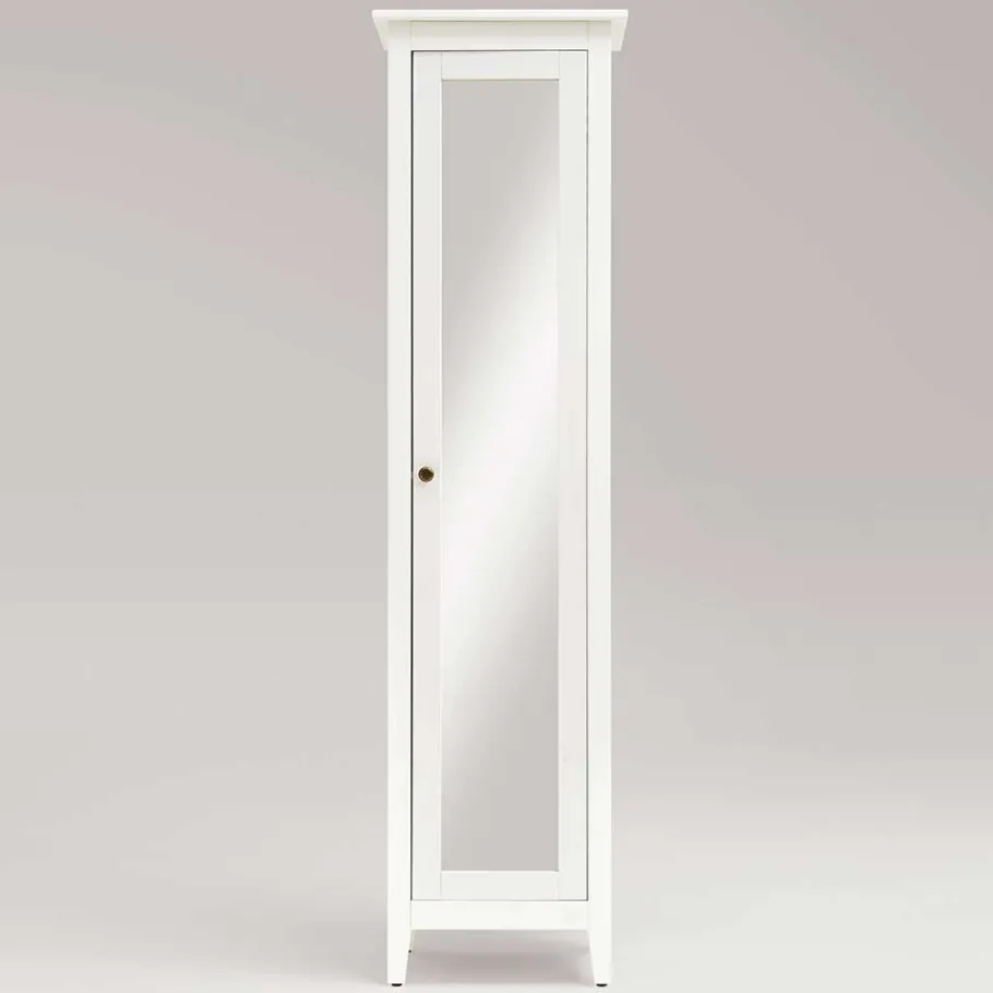 Best Wohnen Weiß lasierter Hochschrank fürs Bad mit Spiegel - Lousias
