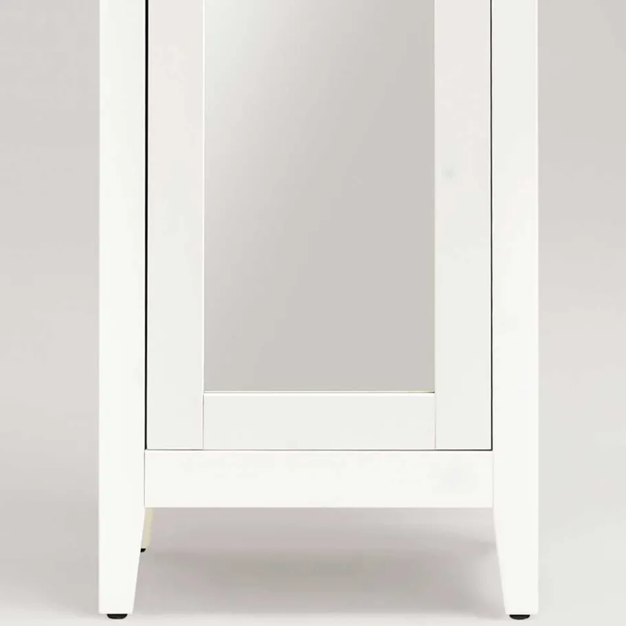 Best Wohnen Weiß lasierter Hochschrank fürs Bad mit Spiegel - Lousias