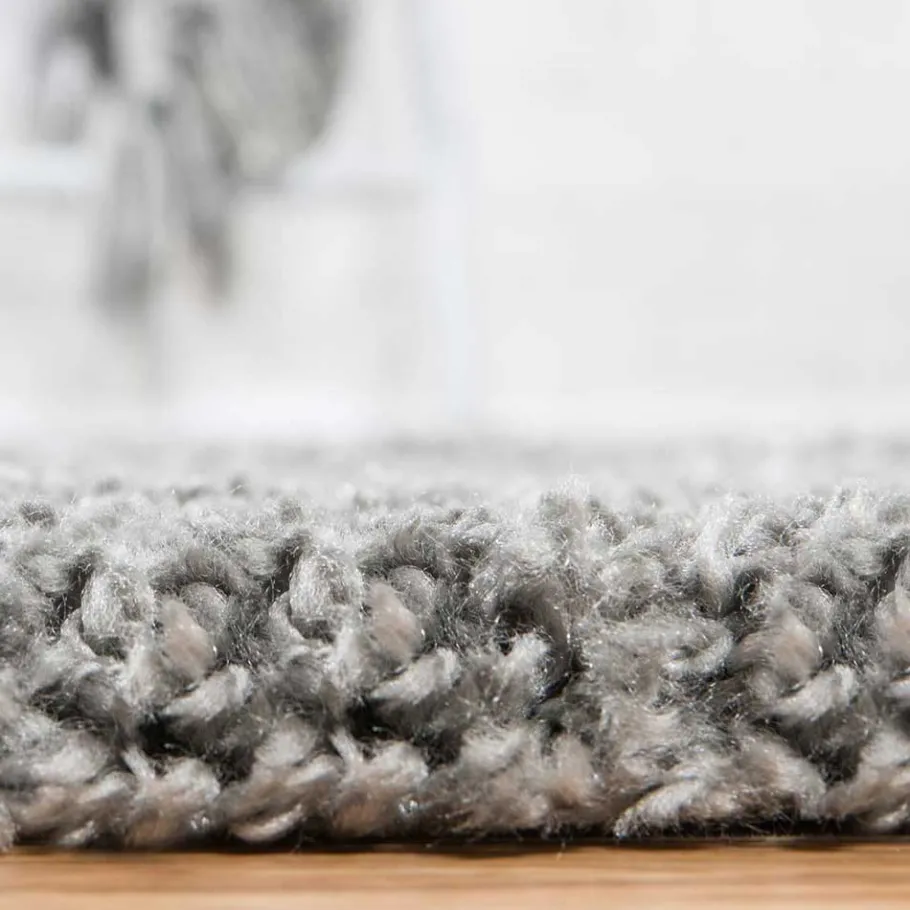 Discount Wohnen Weicher Hochflor Teppich in Grau und Creme - Vuturava