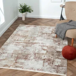 Outlet Wohnen Weicher Kurzflor Teppich mit Vintage Optik - Stick