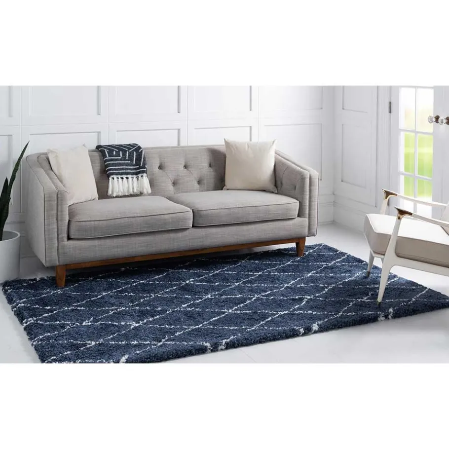 Sale Wohnen Weicher Läufer Teppich mit Hochflor in Blau - Tanko