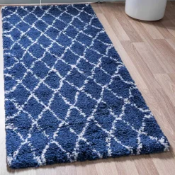 Sale Wohnen Weicher Läufer Teppich mit Hochflor in Blau - Tanko