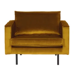 Hot Wohnen Weicher Sessel im kantigen Retro Design Nustra mit Samt Gelb