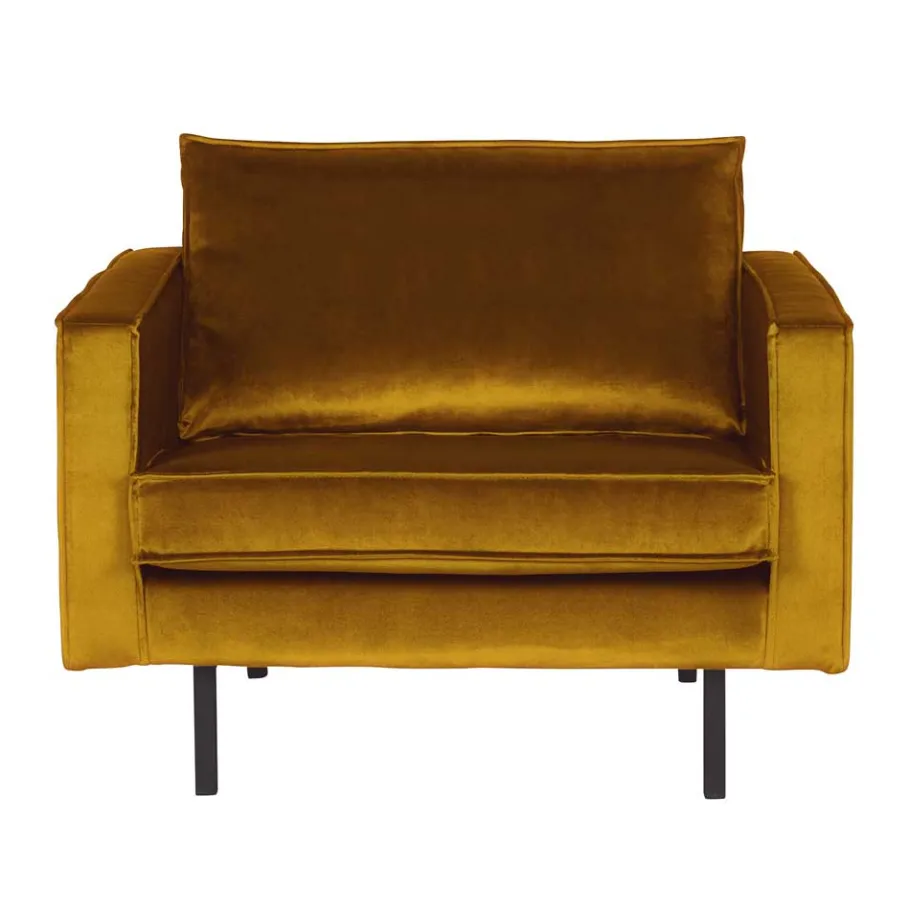 Hot Wohnen Weicher Sessel im kantigen Retro Design Nustra mit Samt Gelb