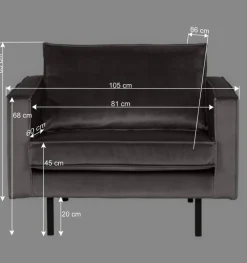 Hot Wohnen Weicher Sessel im kantigen Retro Design Nustra mit Samt Gelb