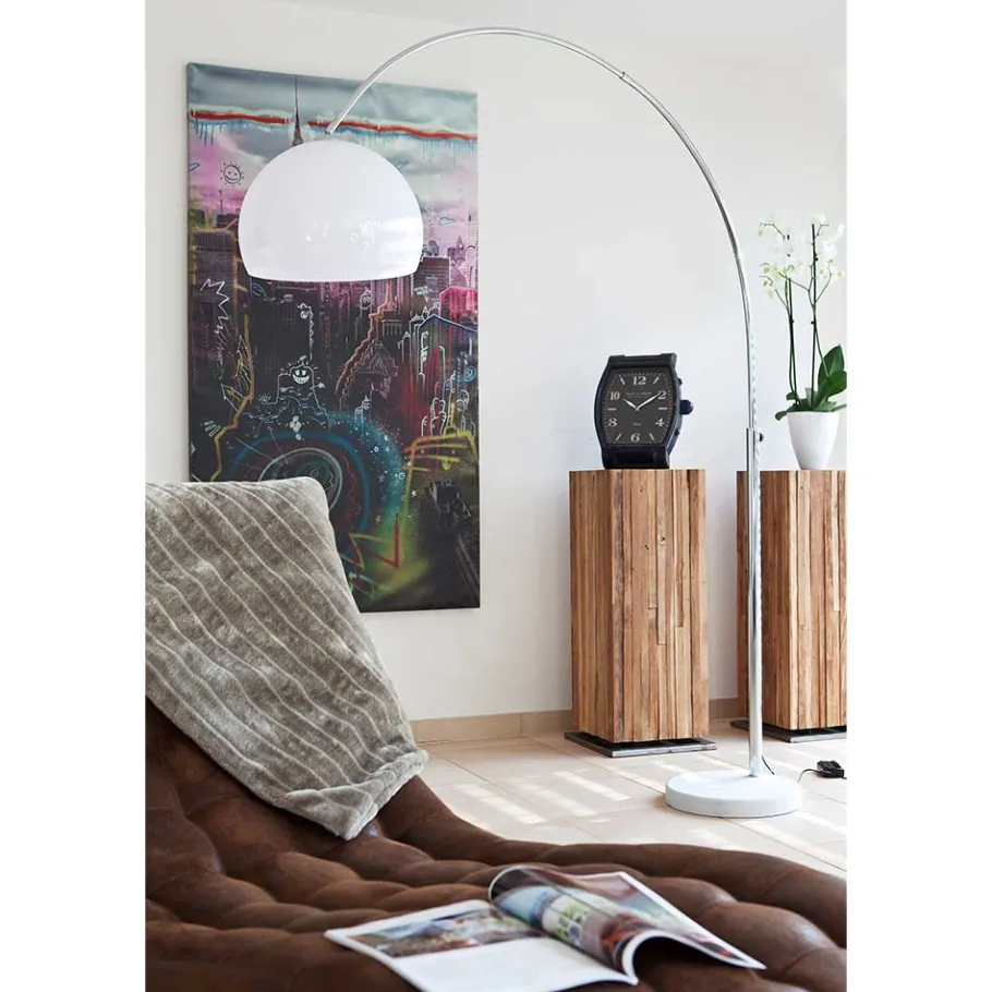 Outlet Wohnen Weiße Bogenlampe höhenverstellbar - Marisa