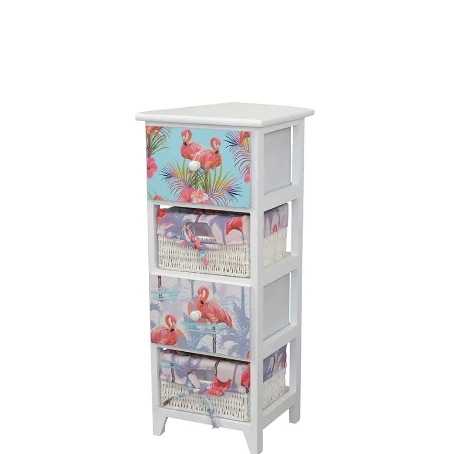 Clearance Wohnen Weiße Hochkommode im Flamingo Style - Vivossa