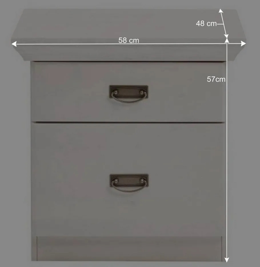 New Wohnen Weiße Nachtkommode 58 cm breit - Satumare
